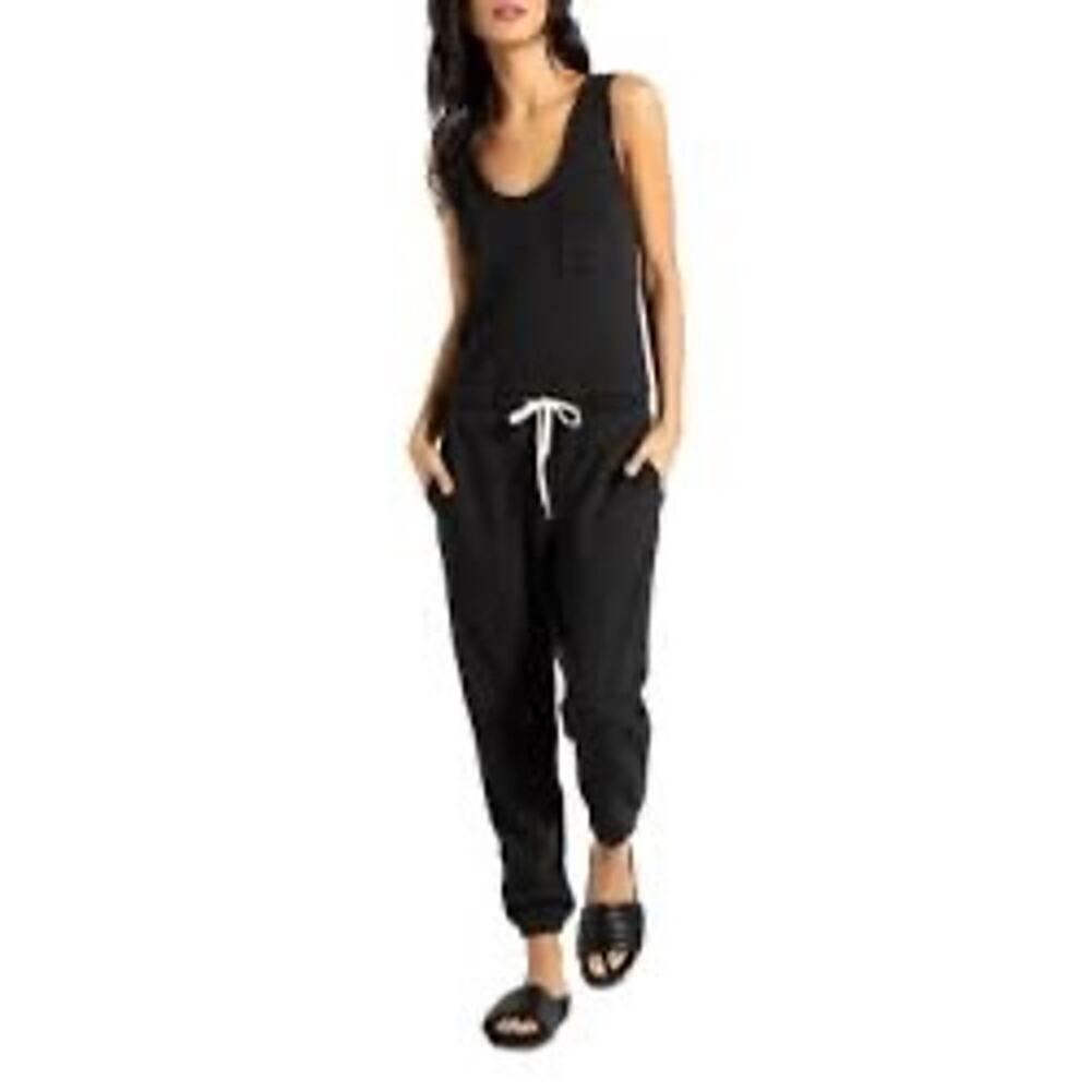 N: Philanthropy Size M World Sleeveless Knit Jumpsuit Distressed Jogger Black
